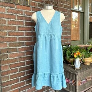 Cynthia Rowley aqua/teal blue tiered linen sleeveless short sundress/NWOT. Sz …